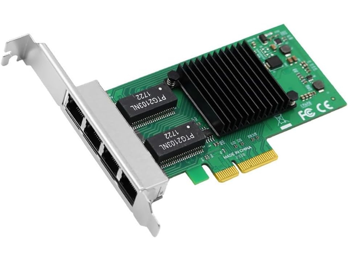 Tarjeta De Red Lan Ethernet De Alta Velocidad De 4 Puertos Pcie X4 Rj45 10/100/1000 Mbps Gigabit Para Pc
