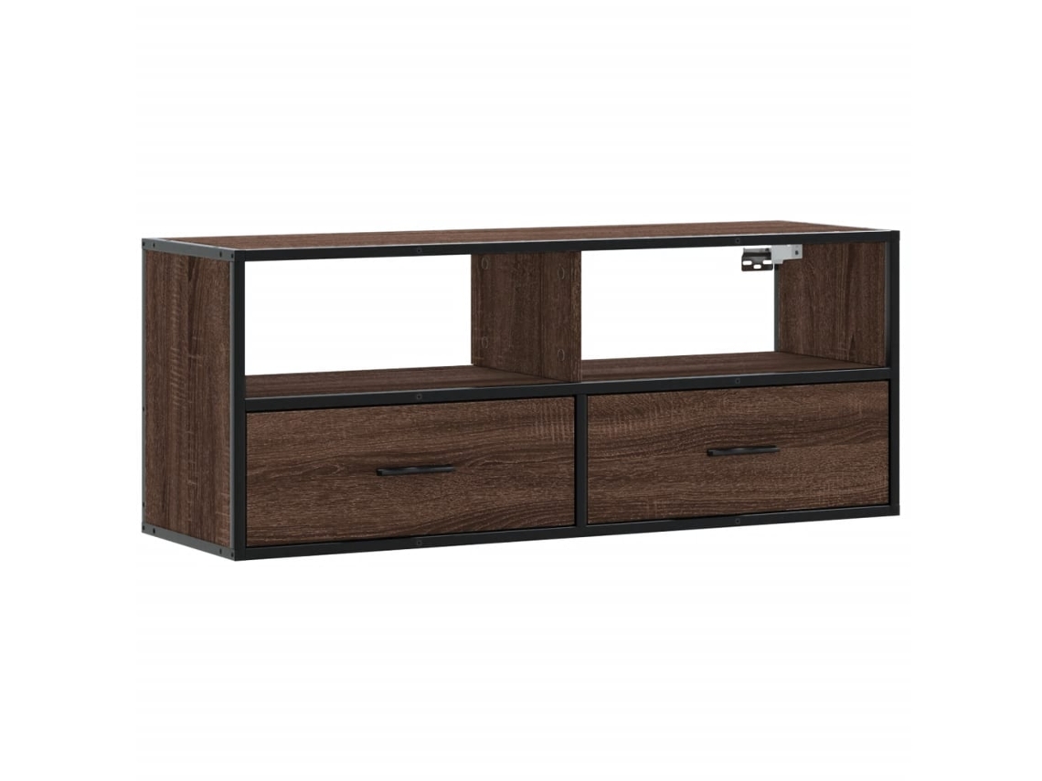 Mueble de TV en derivados de madera y metal, color marrón roble, MAISON EXCLUSIVE (100x31x39,5 cm)