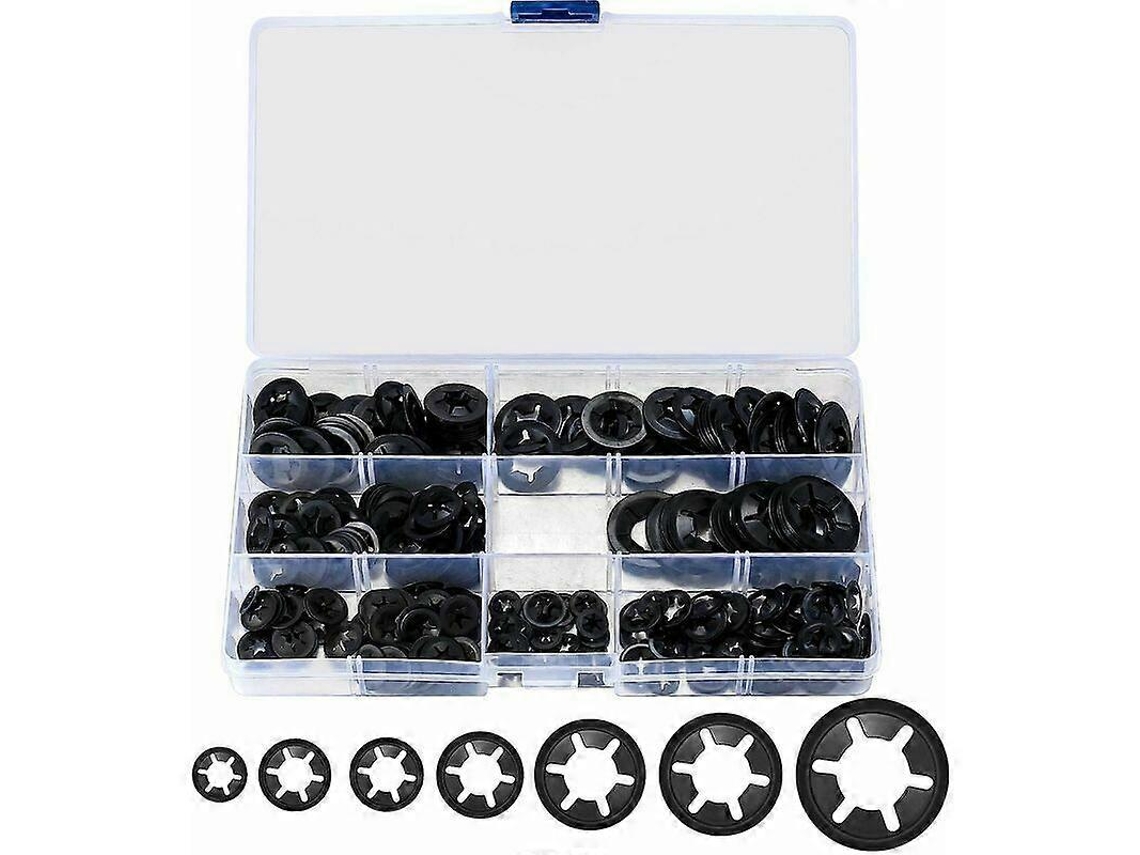 340 Arandelas De Seguridad Starlock, Arandelas De Bloqueo, Clip De Velocidad - M3/m4/m5/m6/m8/m10/m12, Negras