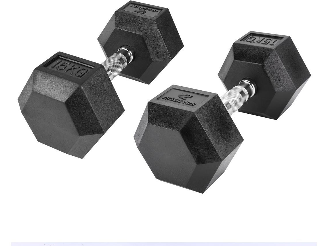 Mancuernas hexagonales 15kg Fitness Tech Set 2 Unidades