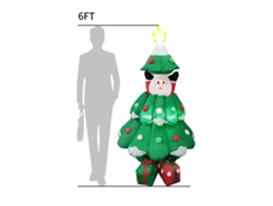 Figura navideña inflable con luces LED y soportes fijos.