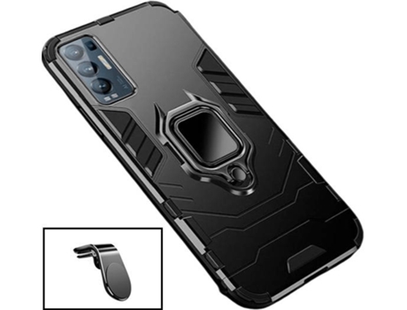 Kit Carcasa y Soporte Magnético para Auto Oppo Find X3 Neo PHONECARE Military Defender Negro