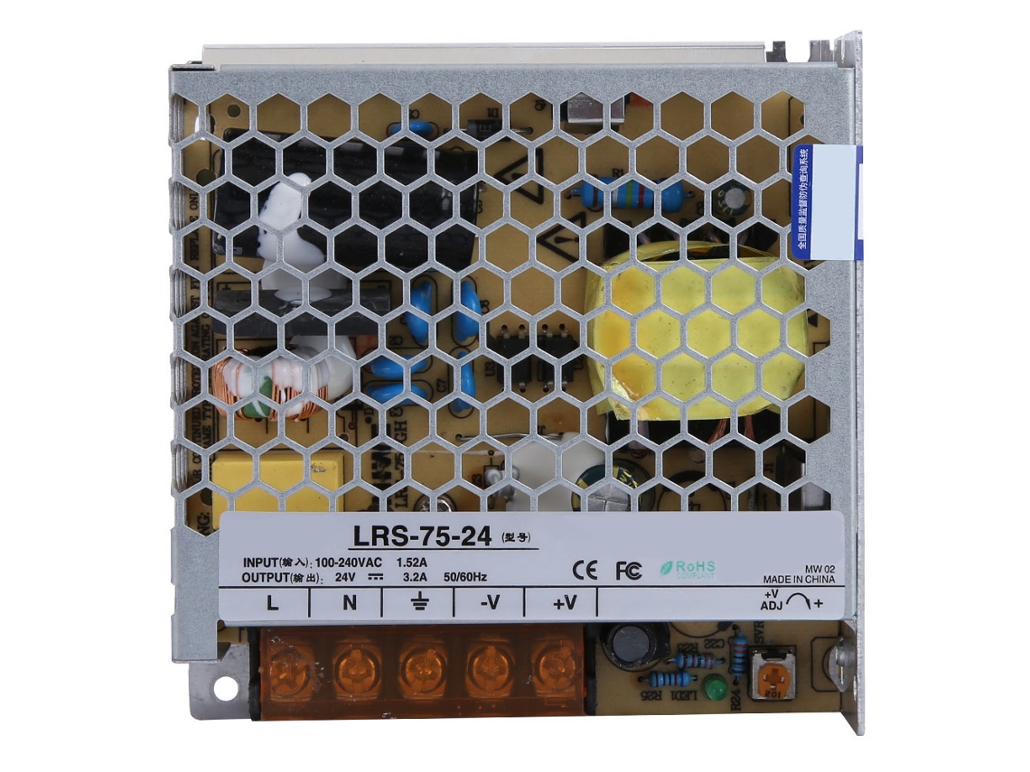 Fuente De Alimentación Conmutada Lrs-75-24 De 24 V Y 75 W, Entrada De Ca A Cc De 85-264 V Con Ruido De 150 Mvp-p.