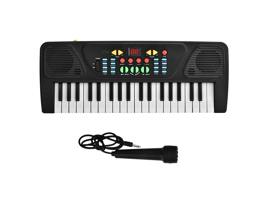 Ats-piano Eléctrico Digital Para Niños 37 Teclas Con Micrófono Instrumento Musical Juguete Batserías