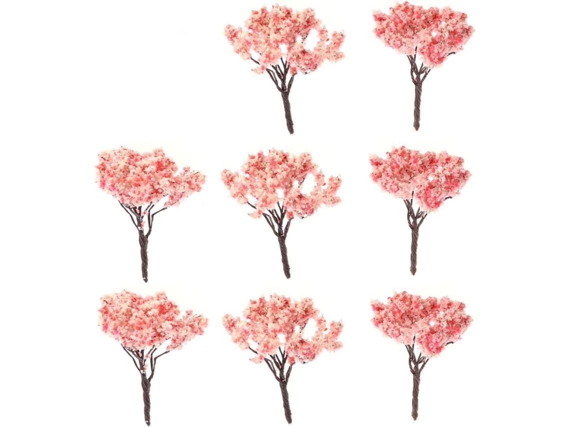 10 Mini Árboles De Cerezo Con Flores Rosas, Ideales Para Dioramas Y Paisajismo