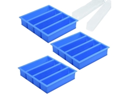 Bandejas de silicona para cubitos de hielo para botellas con 12 cavidades, moldes largos para hielo con fácil desmolde - Azul
