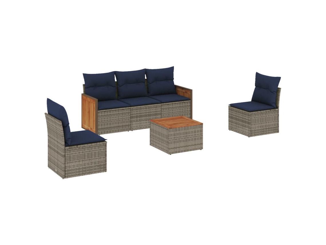 Maison Exclusive - Conjunto De Sofá De Jardín De 6 Piezas Con Cojines, Poliratán Gris