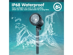 2 bombillas LED solares impermeables IP68, de luz cálida, para jardín, piscina, exteriores, seguridad automatizada y paisajismo.