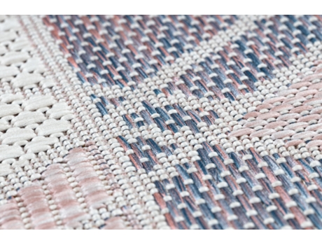 Alfombra Sisal Sion Alfombra de Pasillo Geométrico, Triangulos 3006 Tejido Plano Ecru/Rosado (70 x 300 cm)