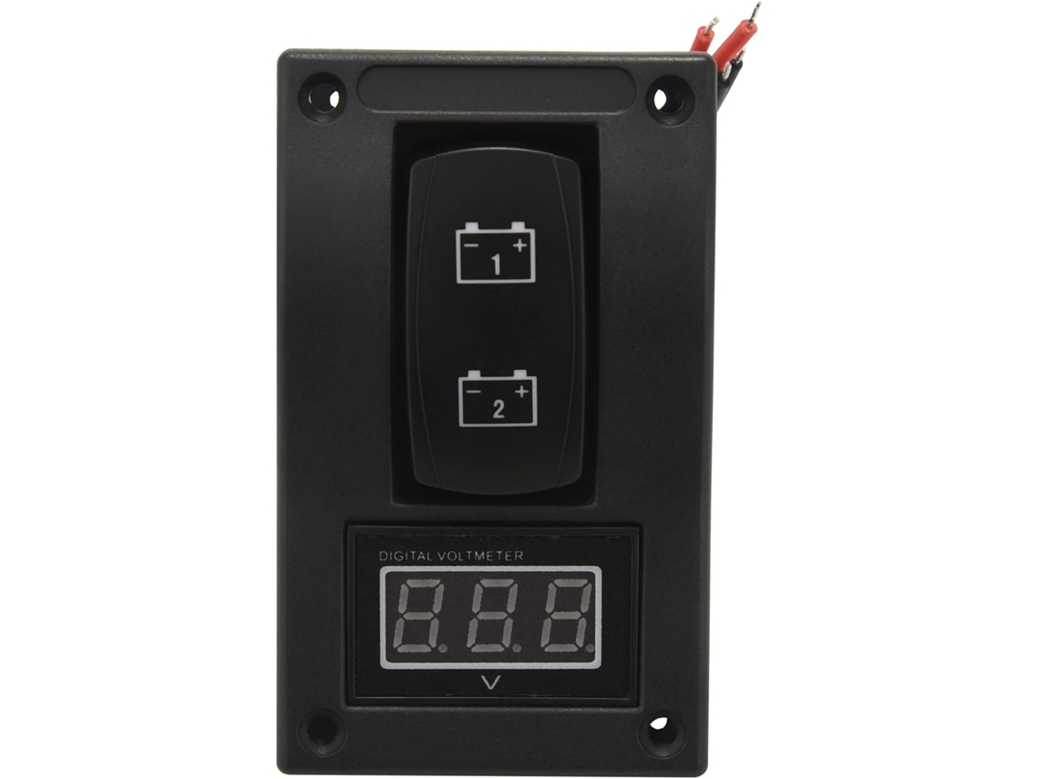Panel de prueba de baterías SFUSHOS con doble LED, 12/24 V, con interruptor basculante.