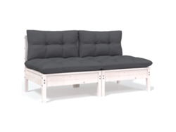 Sofá LOVELY HOME Relax de Jardín 2 Plazas con Cojines de Madera Maciza de Pino en Color Blanco (60 x 32 x 5 cm)