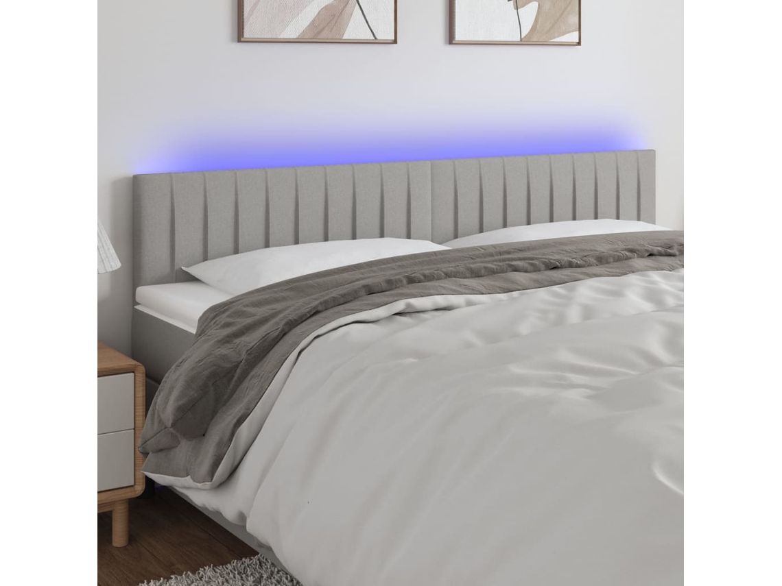 Cabecero con LED de tela gris claro 180x5x78/88 cm