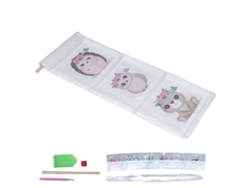 Bolsa Para Guardar Colgantes Diy Con Pintura De Diamantes De Imitación, Estilo De Dibujos Animados Adorable, 3 Bolsillos