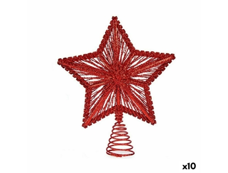 Estrella de Navidad Rojo Acero Plástico 20 x 5 x 25 cm (10 Unidades)