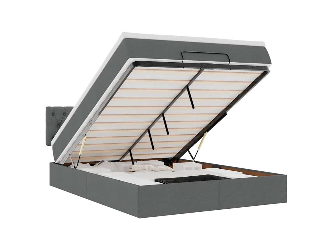 Maison Exclusive - Cama Otomana Con Colchón Led Gris Oscuro 140x200 Cm Tela