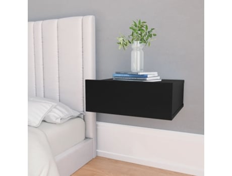 MAISON EXCLUSIVE Mesitas de noche flotantes 2 uds contrachapada negro 40x30x15cm