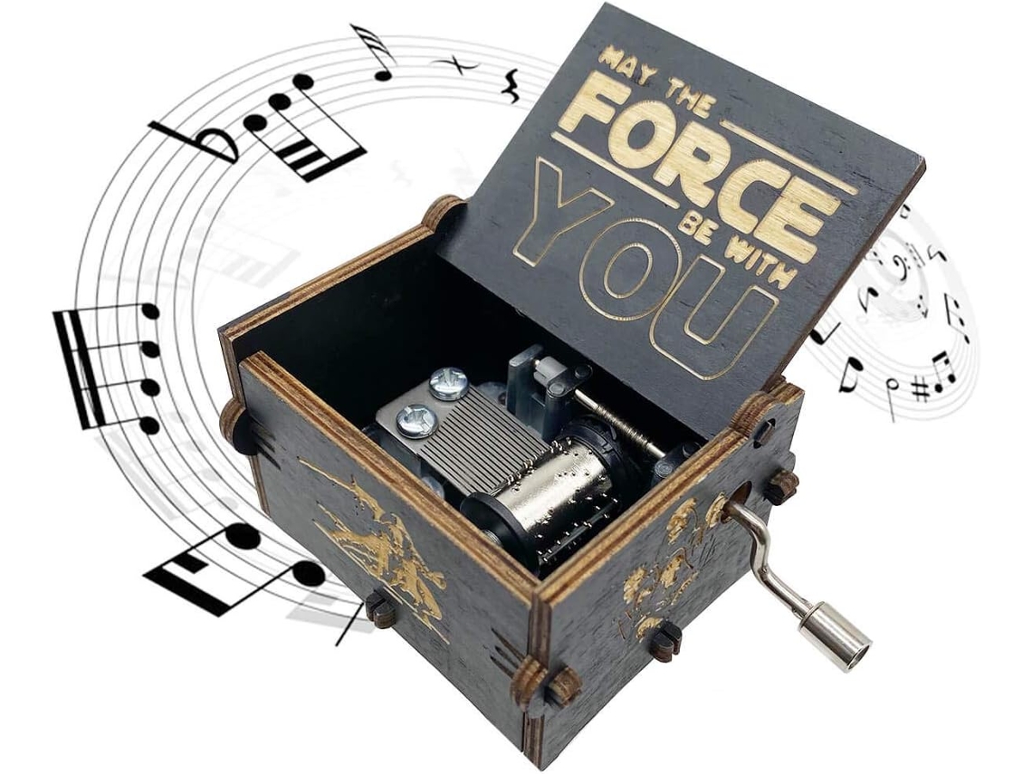 Caja De Música, Caja De Música Única De Madera Con Manivela, Temática De Star Wars, Mini Caja De Música Antigua Vintage Hecha A Mano Con Lás