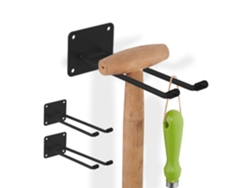 Conjunto De 3 Suportes Relaxdays, Ganchos Duplos, Suporte De Vassouras Parede, Jardim, 7,5 X 9 X 24 Cm, Aço, Preto