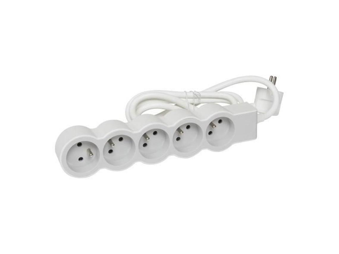 Extensión eléctrica estándar Legrand Fb 5x2pe de 1,5 m y 1 mm², blanca y gris