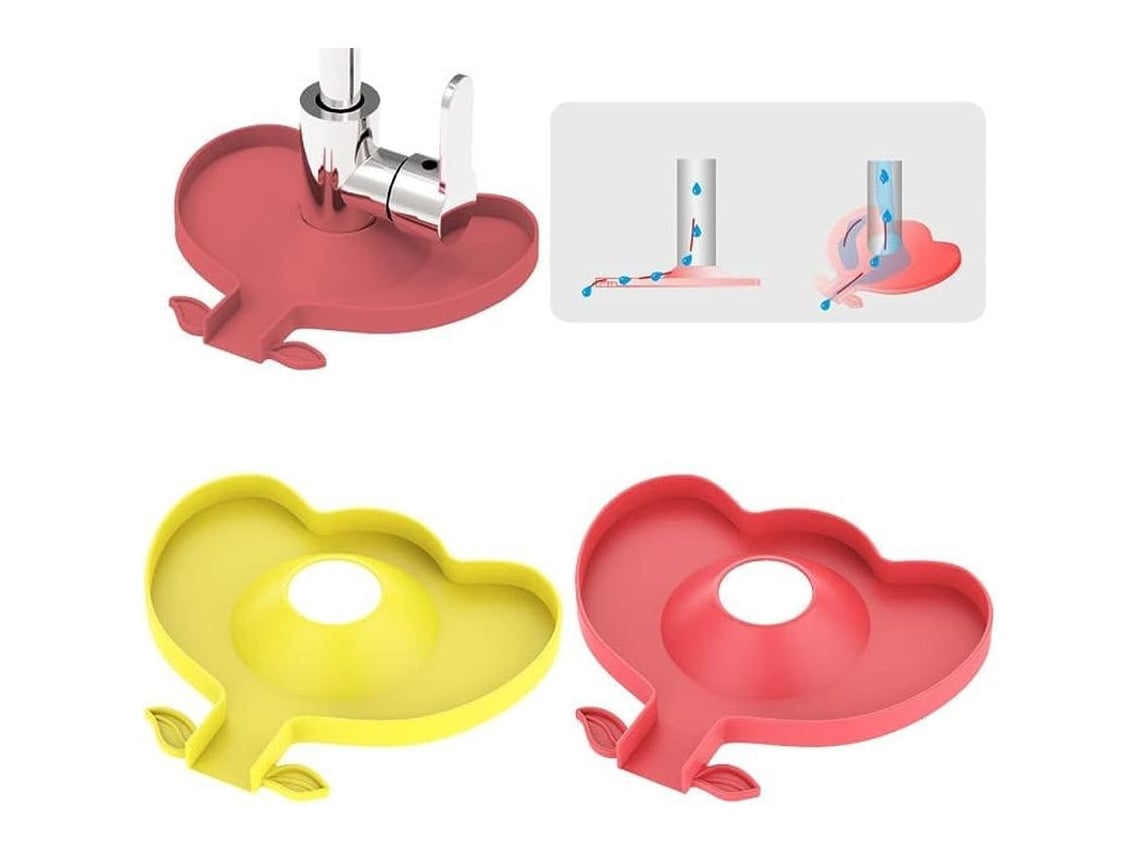 Alfombrilla de silicona para grifo Rebe-linjou, juego de 2 piezas, protector contra salpicaduras, para cocina y baño, con estampado floral rojo y amarillo.