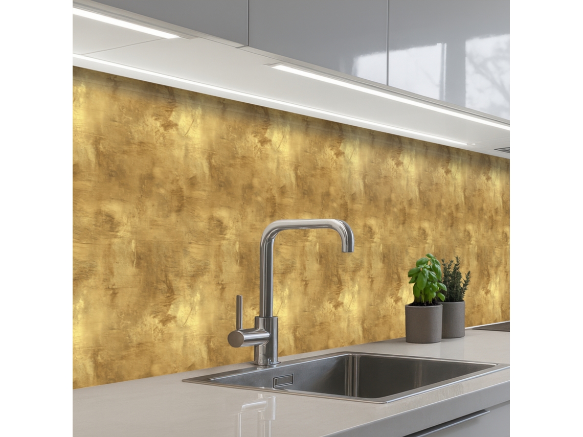 Paneles antisalpicaduras de cocina de estilo industrial - Texturizados - Dorado 500x60 cm