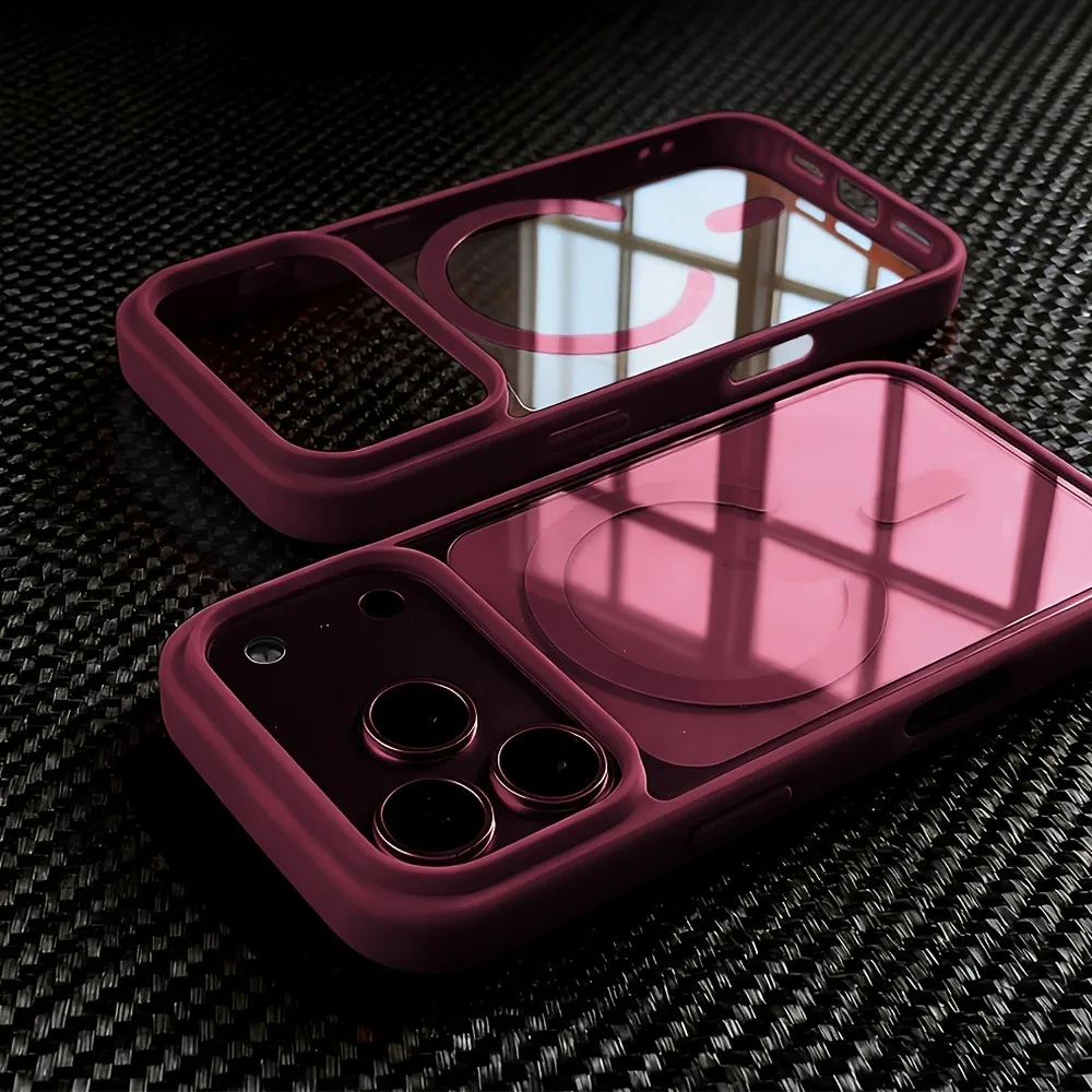 (burdeos Iphone 13 Pro Max) Funda Magnética Transparente Para Iphone, Funda Elegante Para Teléfono