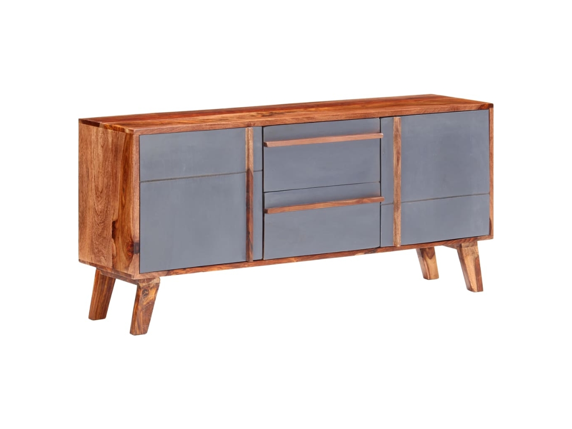Aparador De Madera Maciza Gris 120x30x55 Cm