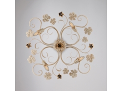 Lámpara de techo Iris de hierro lacado en marfil con decoración en oro antiguo, 4 luces, H.17, Ø76, Bl169, Pl4, Av, Belight