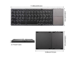 Mini teclado inalámbrico Bluetooth plegable con tres teclas, portátil, universal, con ratón y panel táctil para iOS Everley891