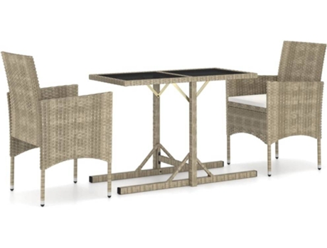 Conjunto 3 de comedor para jardín VIDAXL beige