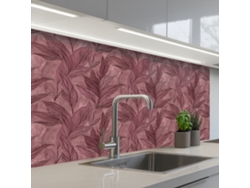 Paneles para salpicadero de cocina - Diseño de hojas - Morado 100x60 cm