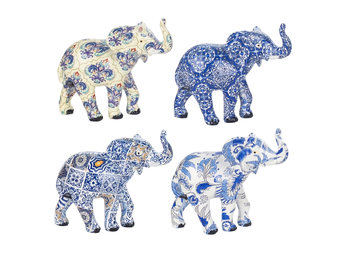 Signes Grimalt BY SIGRIS - Figura Elefante Pack 4 Unidades Figuras Africanas Y Elefantes Azul - 9x4x9 cm