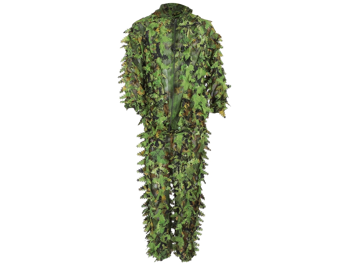 Traje De Camuflaje 3d De Hojas Verdes Ghillie Con Chaqueta Y Pantalones Para Caza