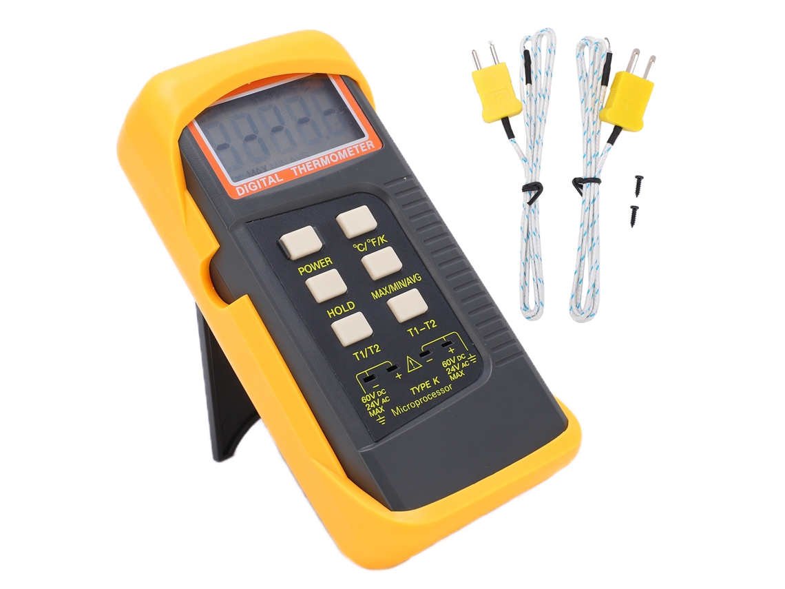 Termómetro Termopar De Doble Canal Dt-6802ii Con Contacto Para La Medición De La Temperatura En El Hogar.