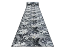 Alfombra de Pasillo con Refuerzo de Goma Monstera Hojas, Gris 80 cm