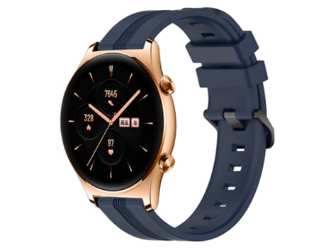 Correa de reloj inteligente para Honor Watch GS 3 22 mm Silicona cóncava a rayas (Azul marino)