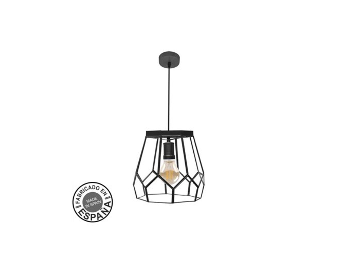 Colgante Lente Grande 1xe27 Negro Regx25x25cm