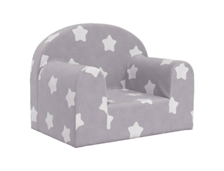 Sofá para niños felpa suave VIDAXL gris claro con estrellas