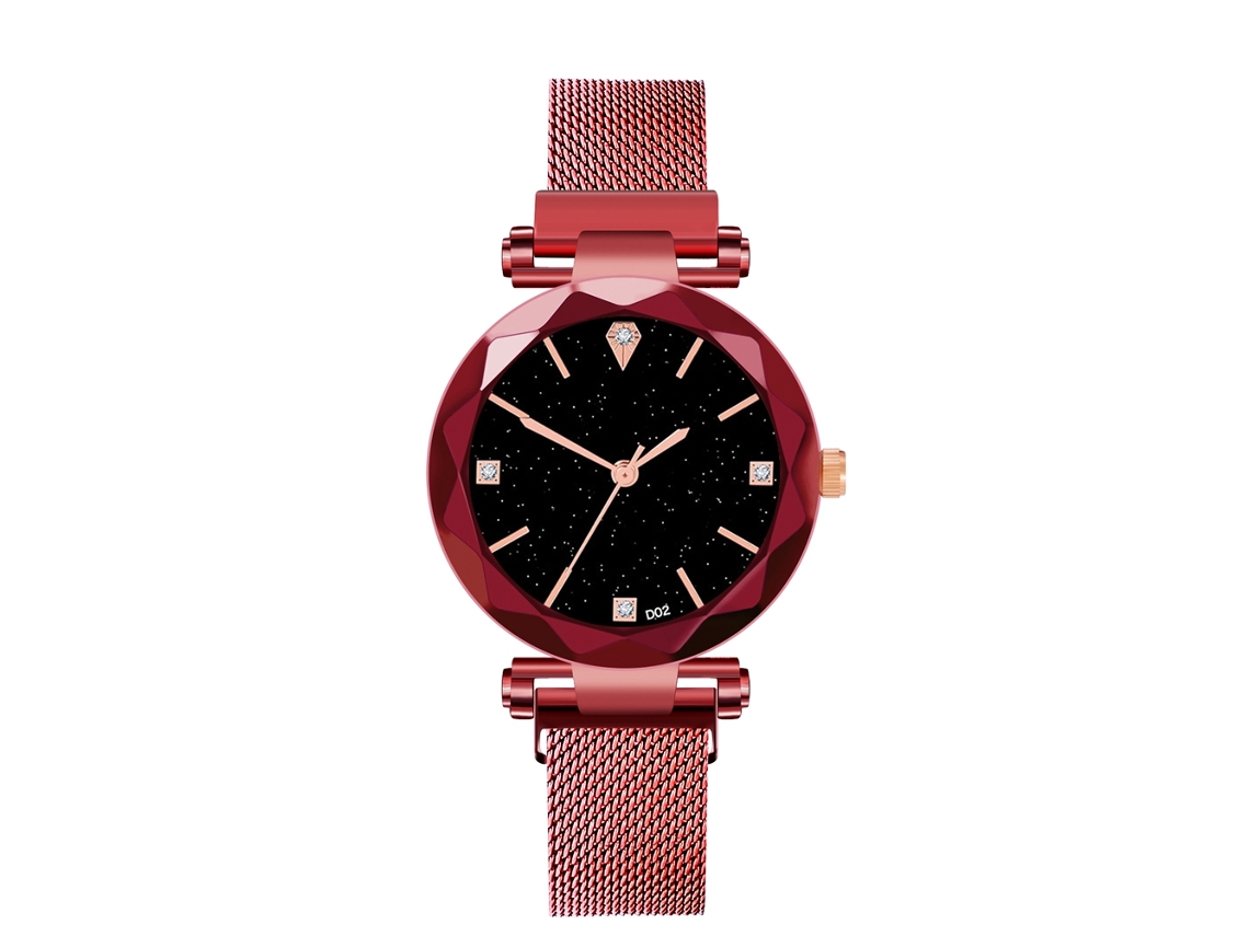Reloj De Pulsera Para Hombre De Moda Simple Con Correa De Malla Cuarzo (rojo)
