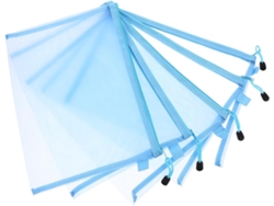 Juego de 5 bolsillos transparentes con cremallera, tamaño A4, SFUSHOS