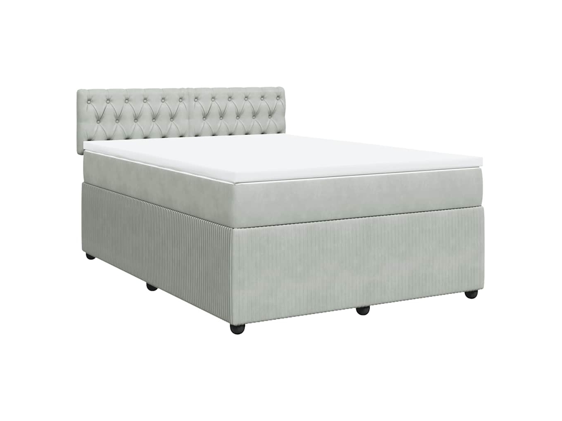 Maison Exclusive - Cama Box Spring Con Colchón Terciopelo Gris Claro 160x200 Cm