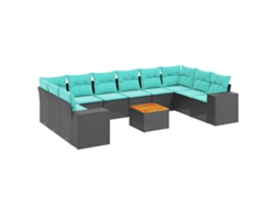 Maison Exclusive - Conjunto De Sofá De Jardín De 11 Piezas Con Cojines, De Poliratán Negro