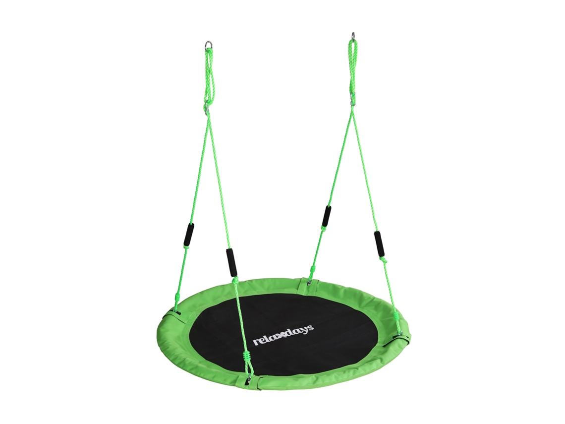 Columpio Nido Relaxdays, Redondo, Asas De Espuma, Para Niños, Ajustable, Exterior, Ø: 120 Cm, Hasta 100 Kg, Verde