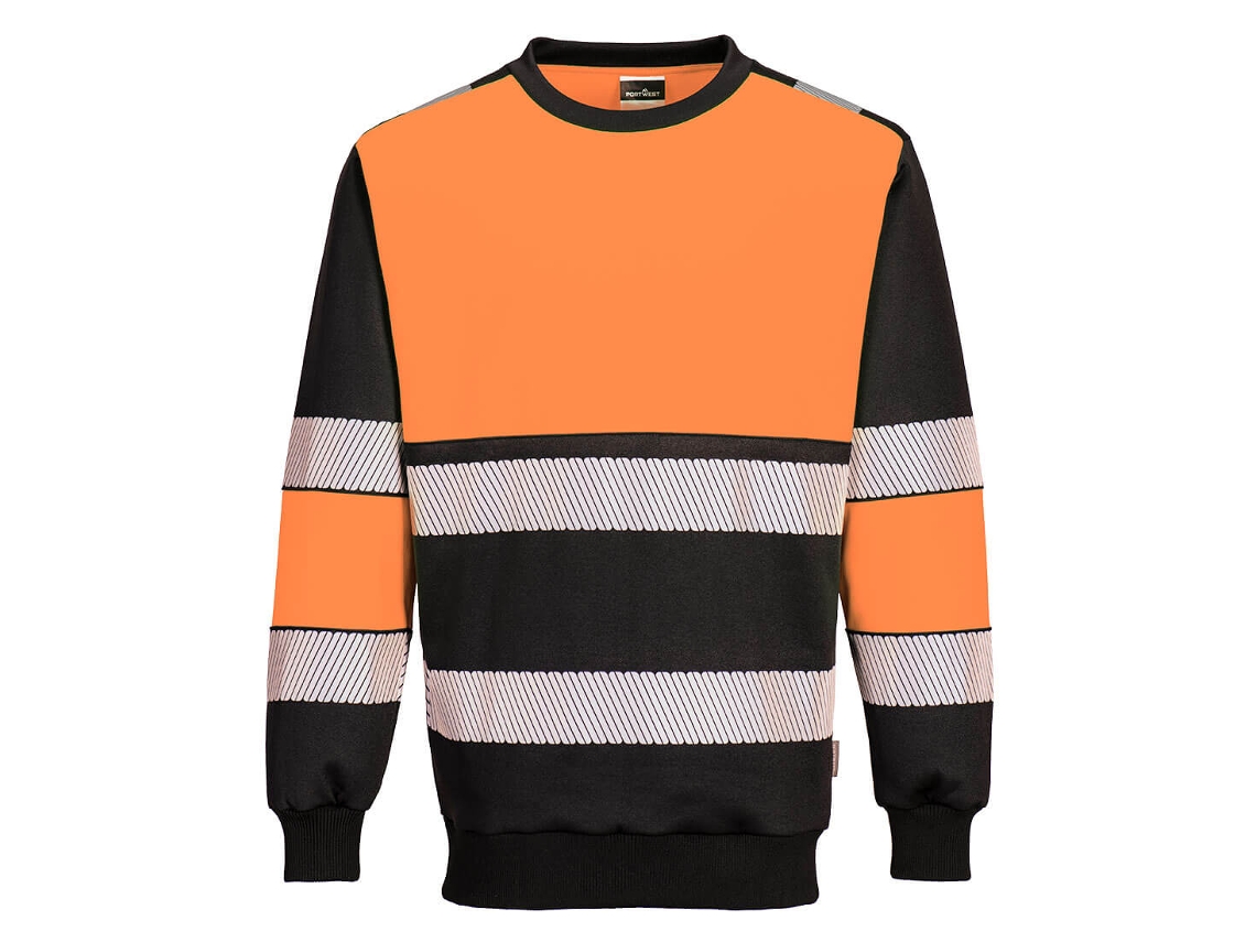 Sudadera con capucha de alta visibilidad Portwest Pw3 Clase 1 / Naranja y negro / M