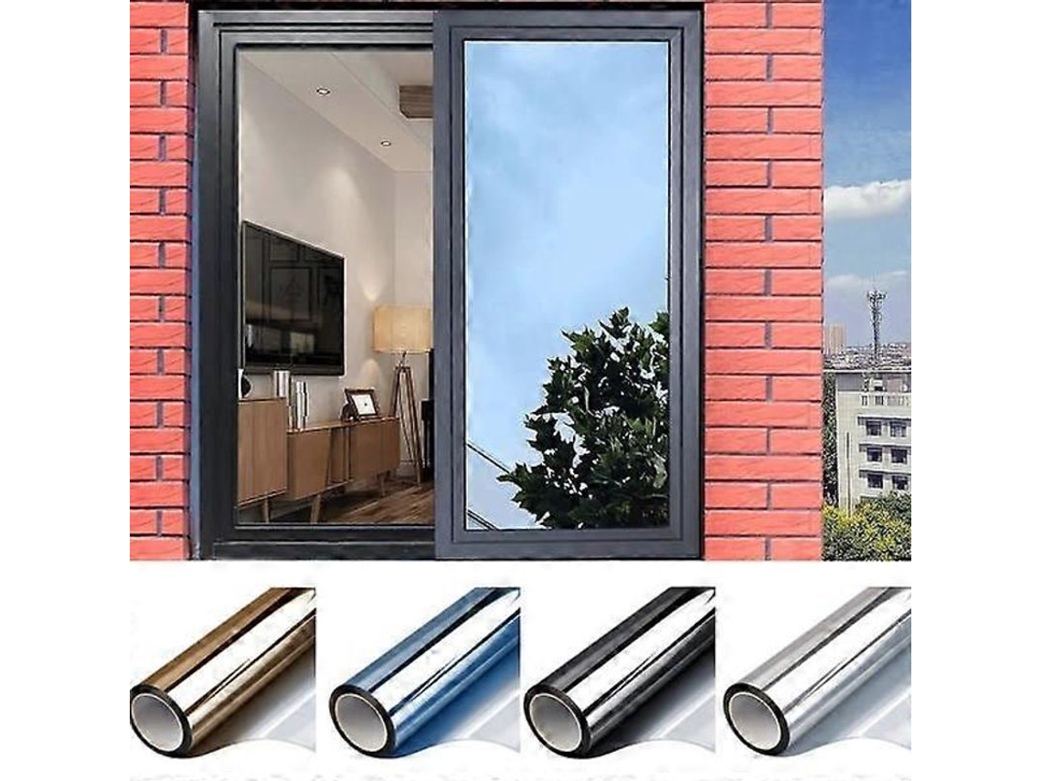 Lámina Reflectante Unidireccional Para Ventanas Con Protección Solar, 40x300 Cm, Azul-plateada.