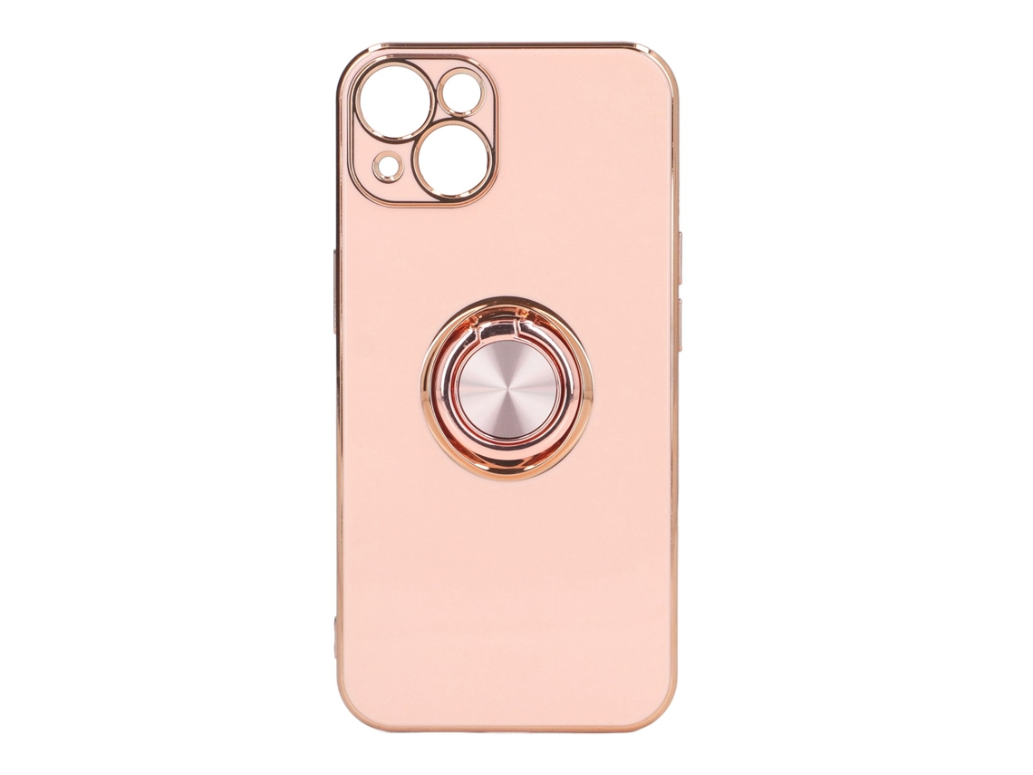 Capa De Telefone Para Iphone 13 Com Anel Giratório De Metal Eletroplacado Rosa Dourado Leve Tpu Anti-choque