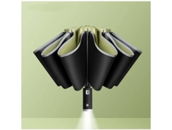 Paraguas Plegable Triple Invertido Con Apertura/cierre Automático, Borde Reflectante Y Linterna Led.