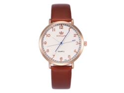 Reloj De Cuarzo De Moda Con Correa De Cuero Pu Para Parejas, Dial Redondo Simple (café)