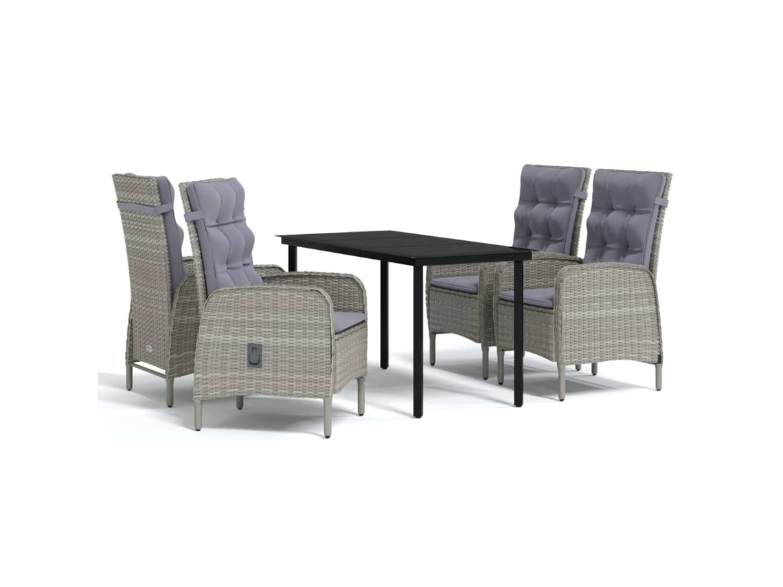 Maison Exclusive - Juego De Comedor Para Jardín 5 Piezas Con Cojines Gris Y Negro