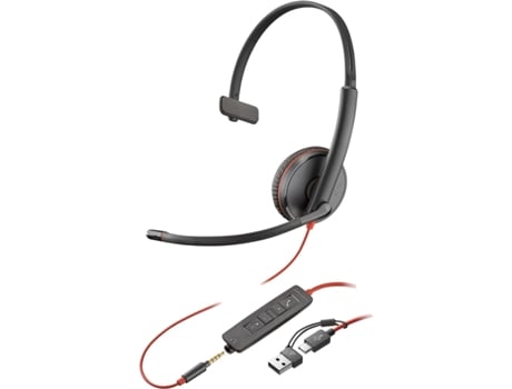 Auriculares con Micrófono POLY Blackwire 3215 (Negro - USB - Jack 3.5 mm)